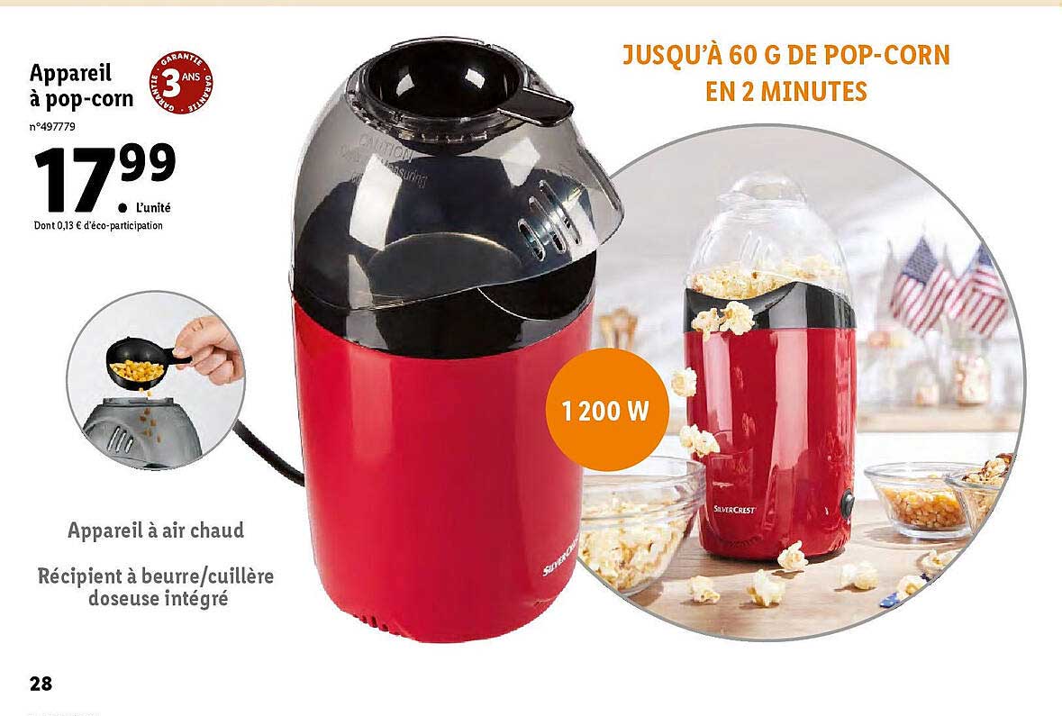 appareil à pop-corn silver crest