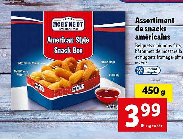 assortiment de snacks américains mcennedy