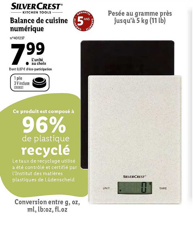 balance de cuisine numérique silver crest