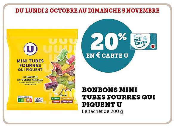 bonbons mini tubes fourrés qui piquent u