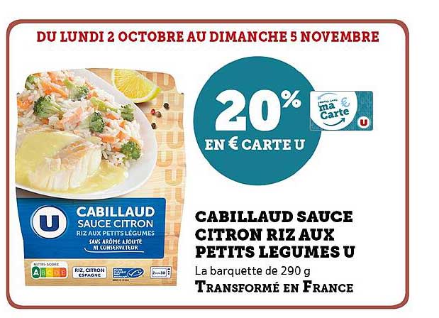 Cabillaud Sauce Citron Riz Aux Petits Légumes U