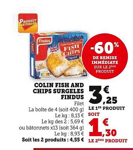 colin fish and chips surgelés findus
