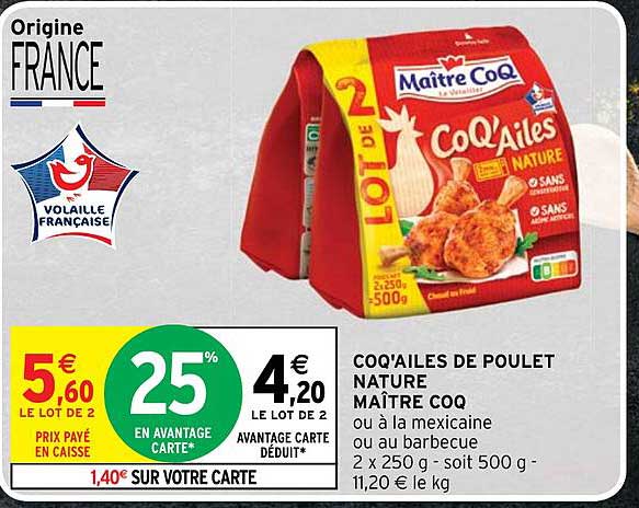 Coq'ailes De Poulet Nature Maître Coq