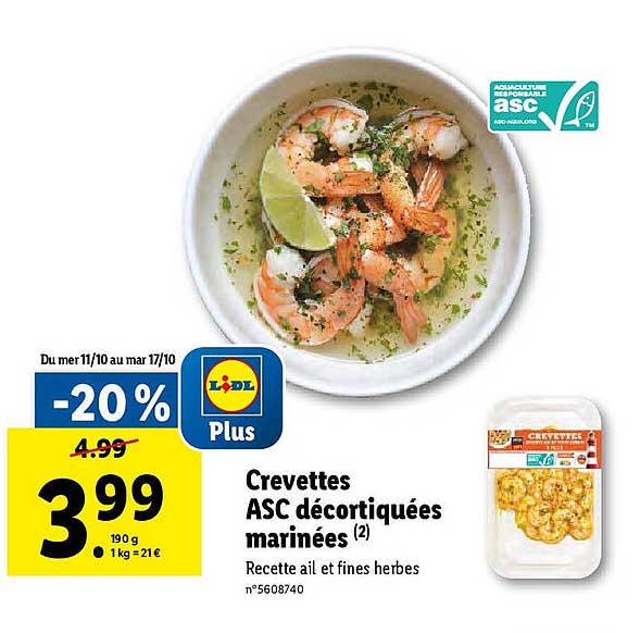 Crevettes Asc Décortiquées Marinées