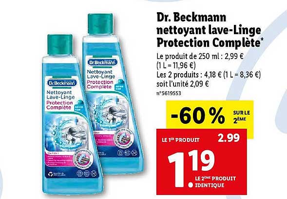 dr. beckmann nettoyant lave-linge protection complète