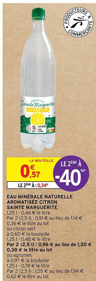 Eau Minérale Naturelle Aromatisée Citron Saint Marguerite