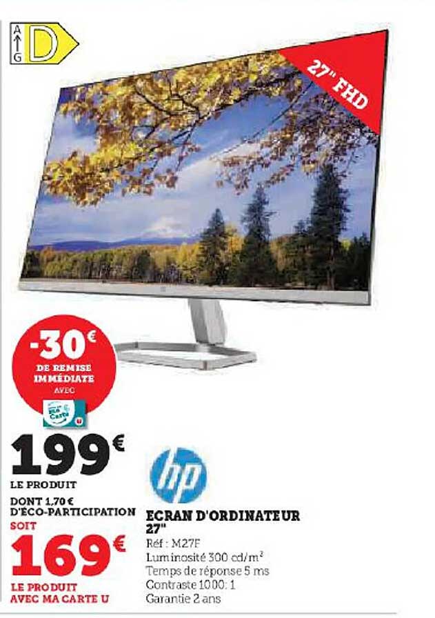 écran d'ordinateur 27" hp