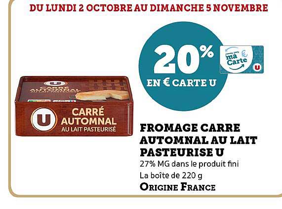 Fromage Carré Automnal Au Lait Pasteurisé U