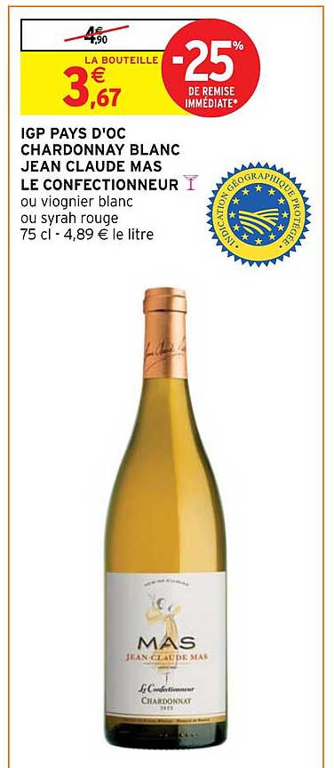 igp pays d'oc chardonnay blanc jean claude mas le confectionneur