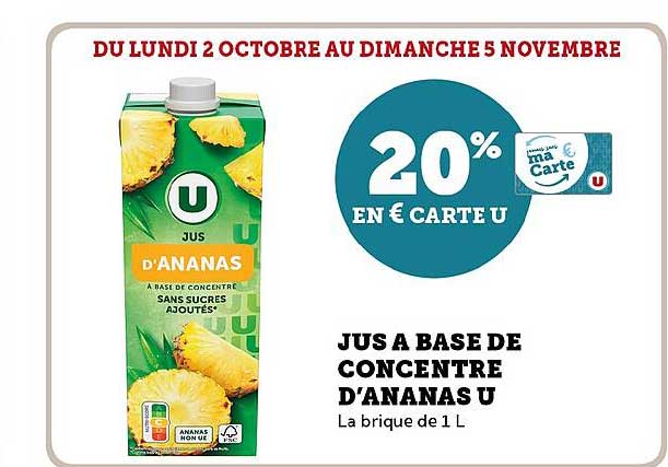 jus à base de concentré d'ananas u