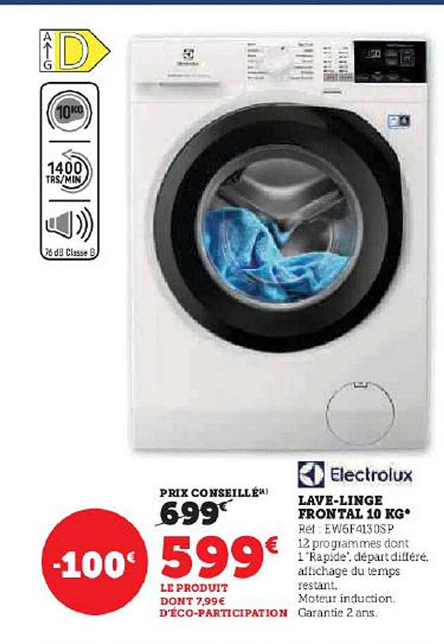 lave-linge frontal 10 kg electrolux