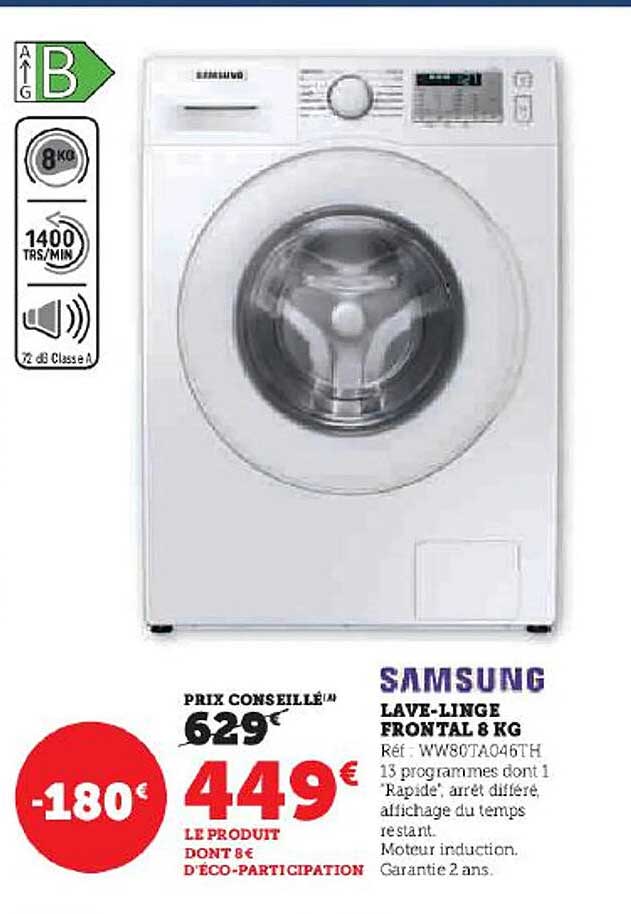 lave-linge frontal 8 kg samsung