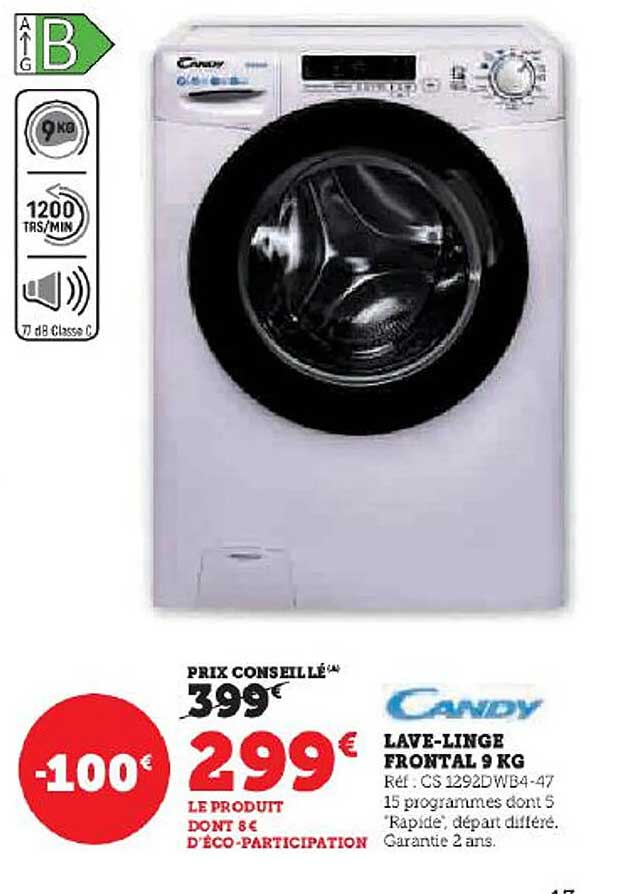 lave-linge frontal 9 kg candy