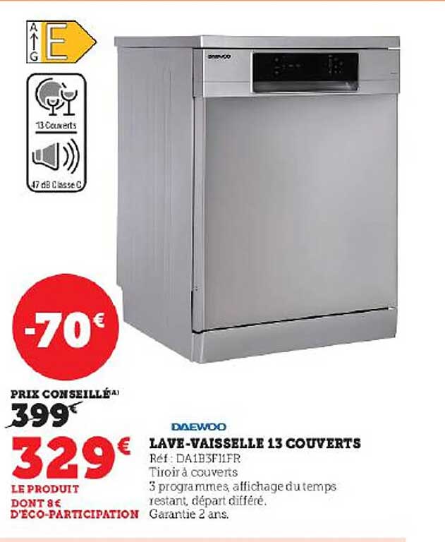 lave-vaisselle 13 couverts daewoo