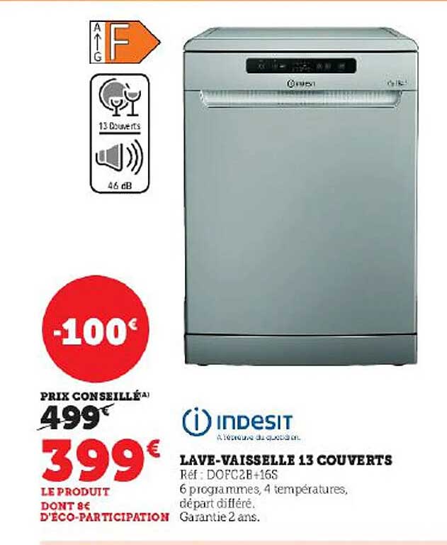 lave-vaisselle 13 couverts indesit