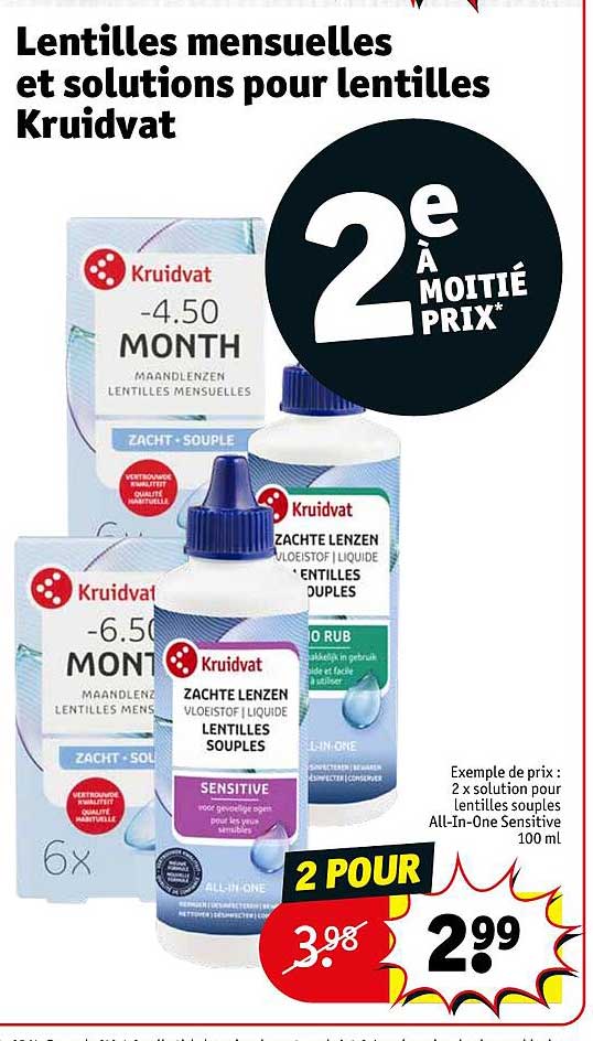 lentilles mensuelles et solutions pour lentilles kruidvat