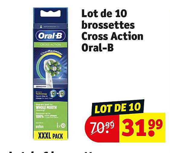 lot de 10 brossettes cross action oral-b