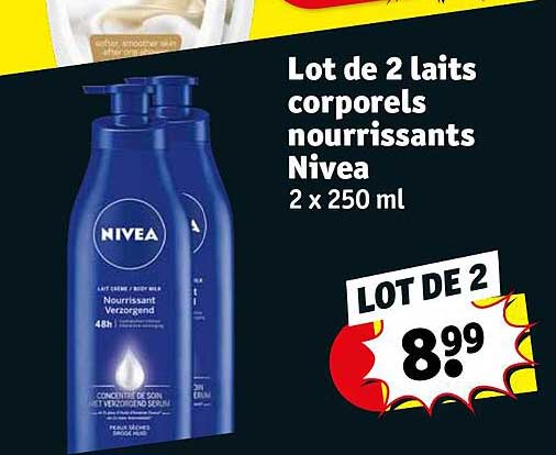 lot de 2 laits corporels nourrissants nivea