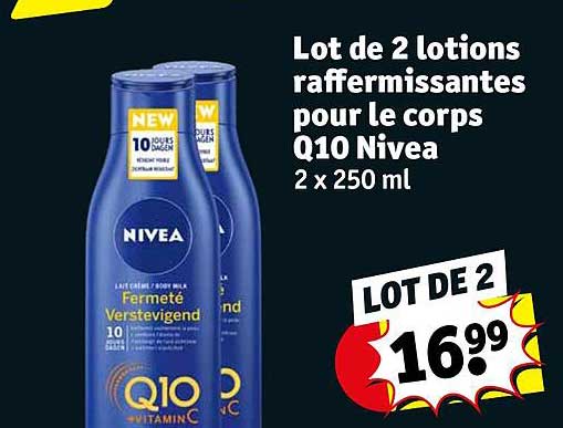 lot de 2 lotions raffermissantes pour le corps q10 nivea