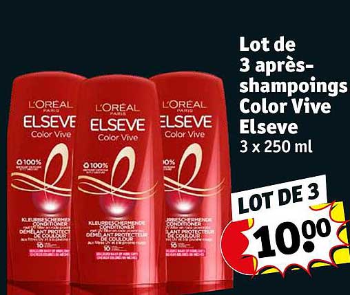 lot de 3 après-shampoings color vive elseve