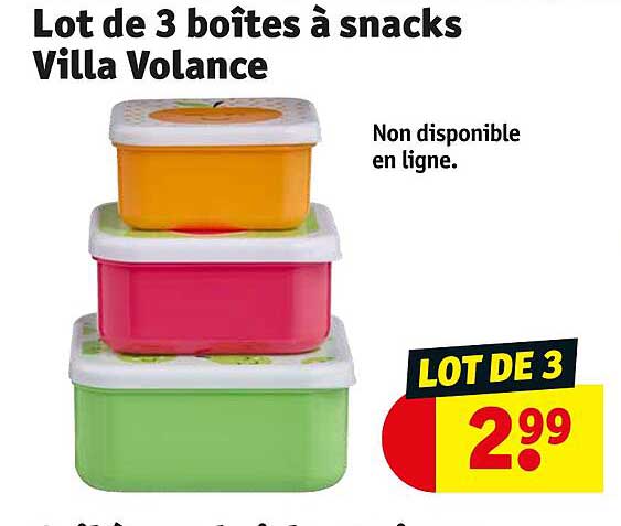 lot de 3 boîtes à snacks villa volance