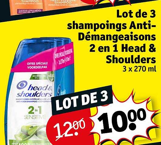 lot de 3 shampoings anti-démangeaisons 2 en 1 head & shoulders