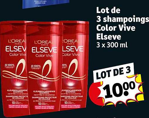 lot de 3 shampoings color vive elseve