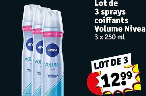 lot de 3 sprays coiffants volume nivea