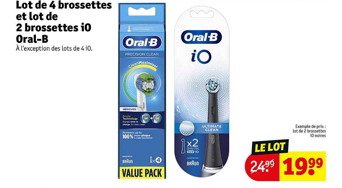 lot de 4 brossettes et lot de 2 brossettes io oral-b