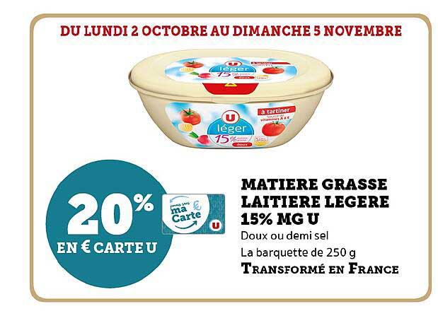 matière grasse laitière légère 15% mg u