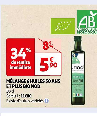 mélange 6 huiles 50 ans et plus bio nod