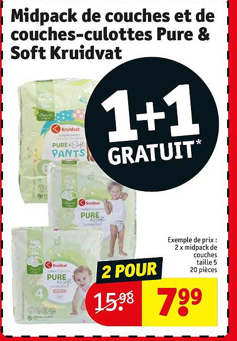 midpack de couches et de couches-culottes pure & soft kruidvat