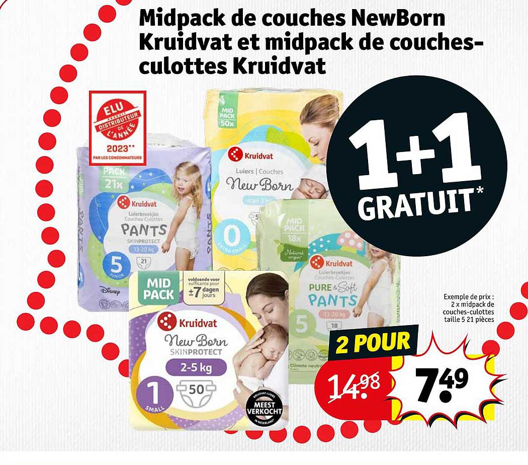 midpack de couches newBorn kruidvat et midpack de couches-culottes kruidvat