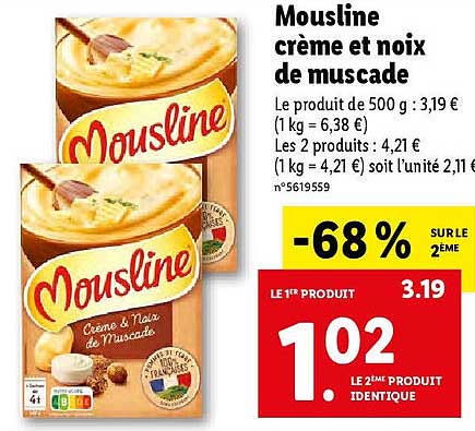 mousline crème et noix de muscade