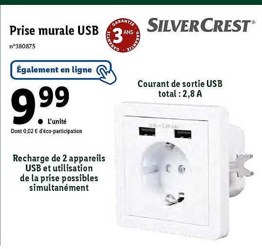 prise murale usb silver crest