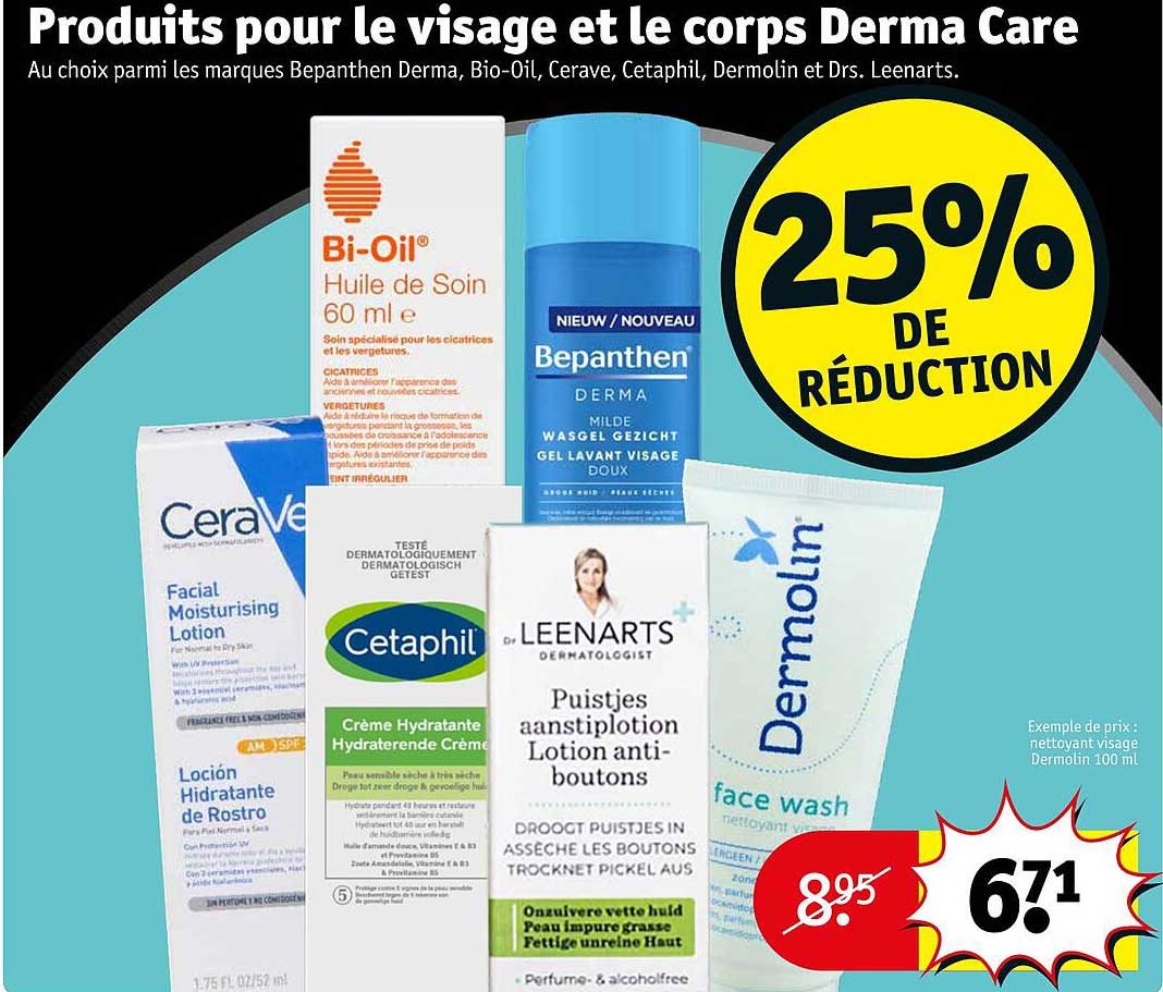 produits pour le visage et le corps derma care