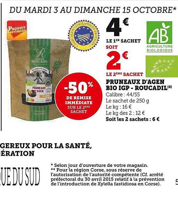 pruneaux d'agen bio igp - roucadil