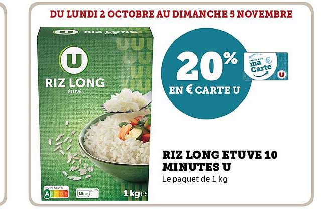 riz long étuvé 10 minutes u