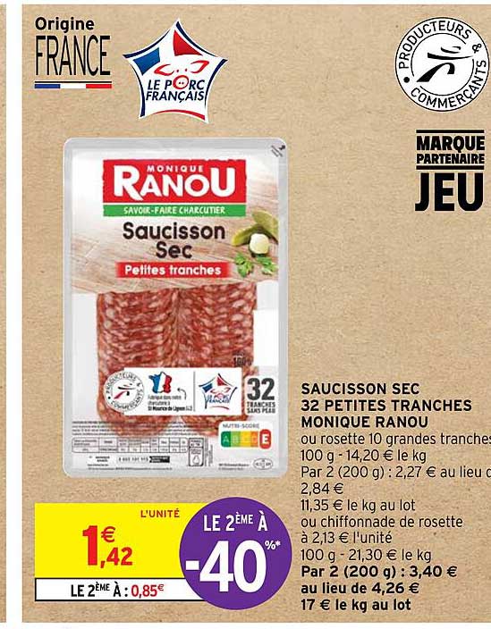 saucisson sec 32 petites tranches monique ranou