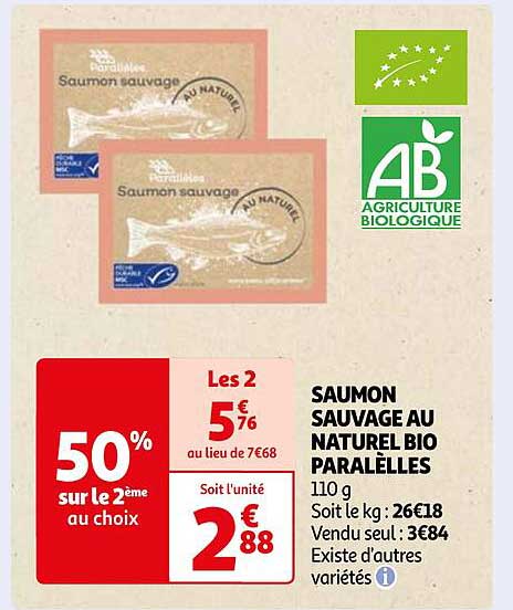 Saumon Sauvage Au Naturel Bio Parallèles
