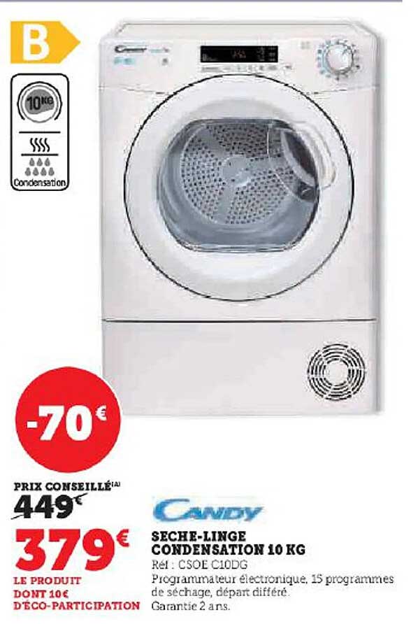 sèche-linge condensation 10 kg candy