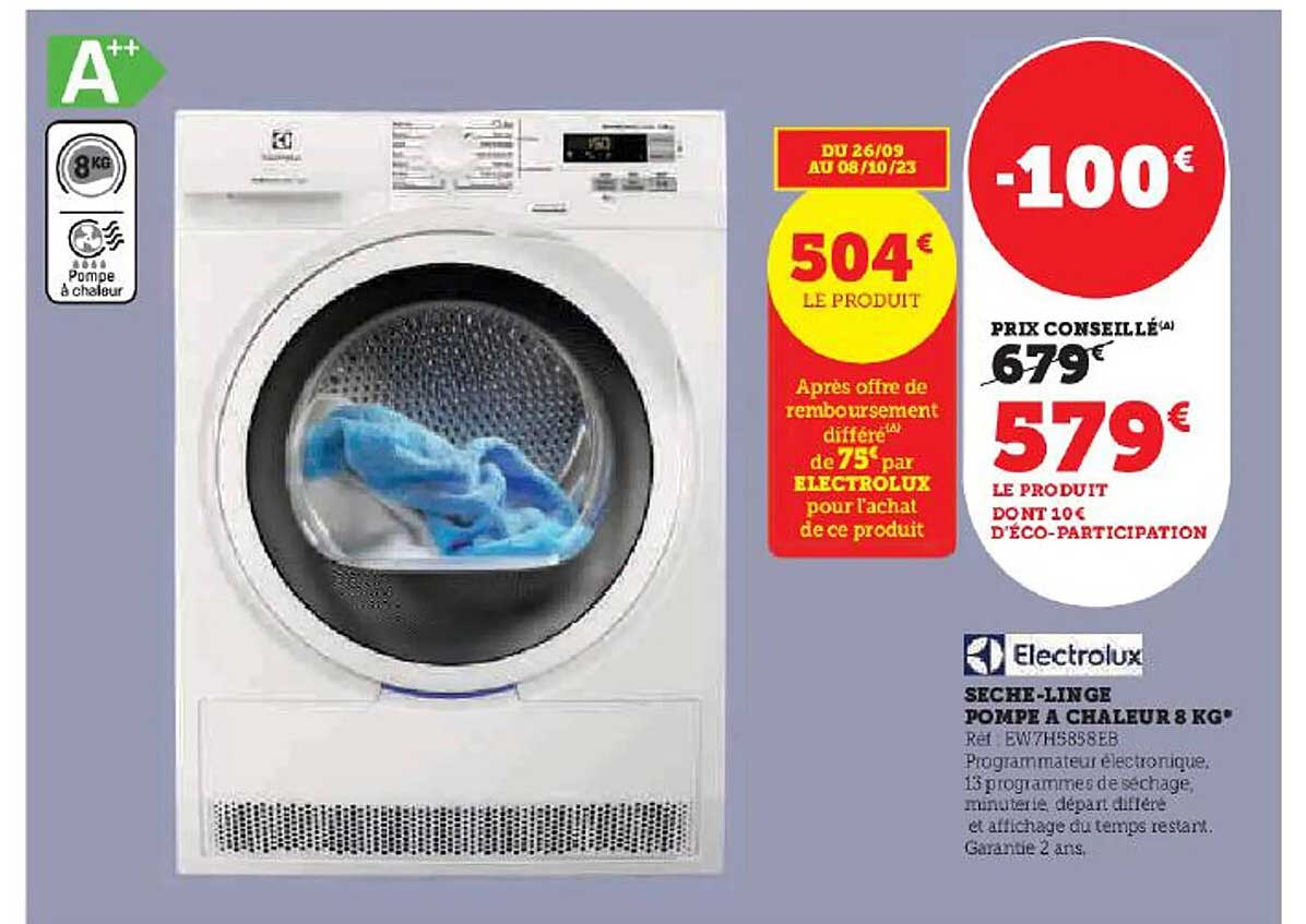 sèche-linge pompe à chaleur 8 kg electrolux