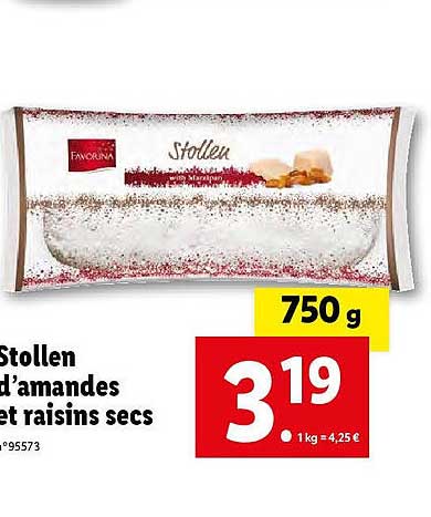 stollen d'amandes et raisins secs favorina
