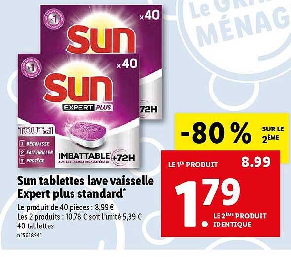 sun tablettes lave vaisselle expert plus standard