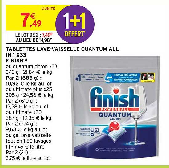 tablettes lave-vaisselle quantum all in 1 x33 finish