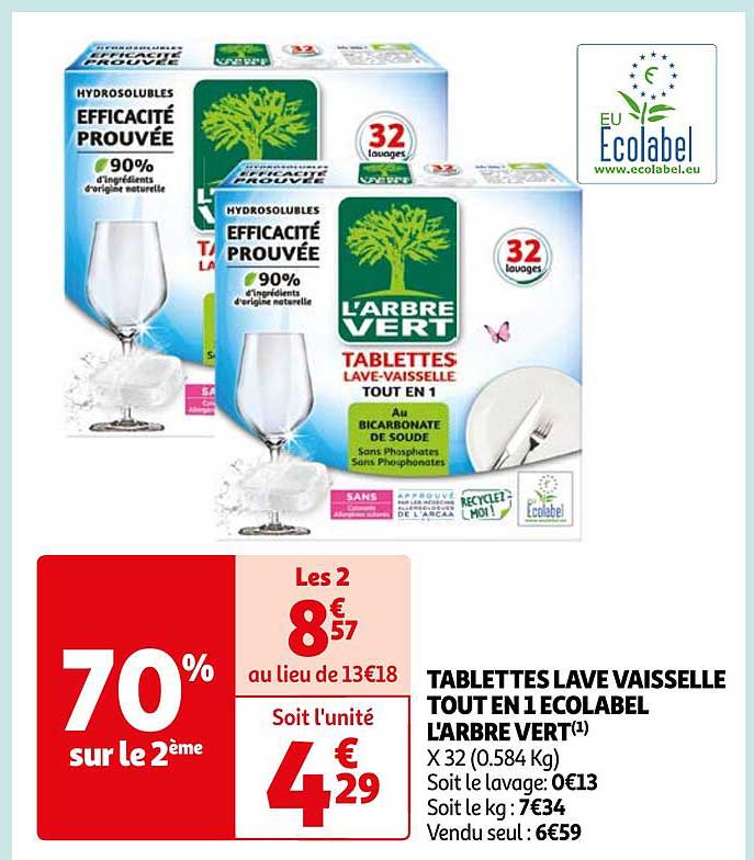 tablettes lave vaisselle tout en 1 écolabel l'arbre vert