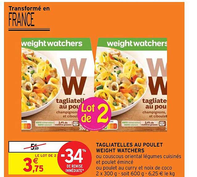 tagliatelles au poulet weight watchers