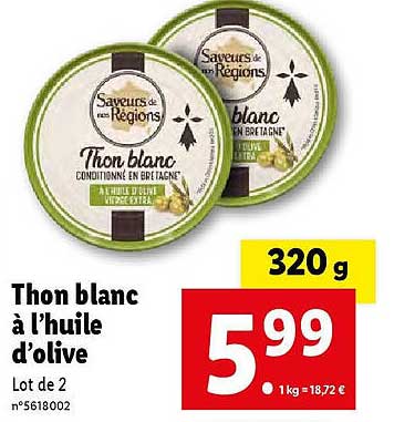 Thon Blanc à L'huile D'olive Saveurs De Nos Régions