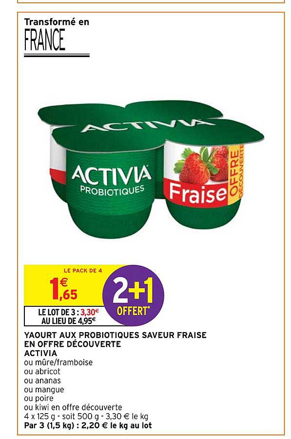 Yaourt Aux Probiotiques Saveur Fraise En Offre Découverte Activia