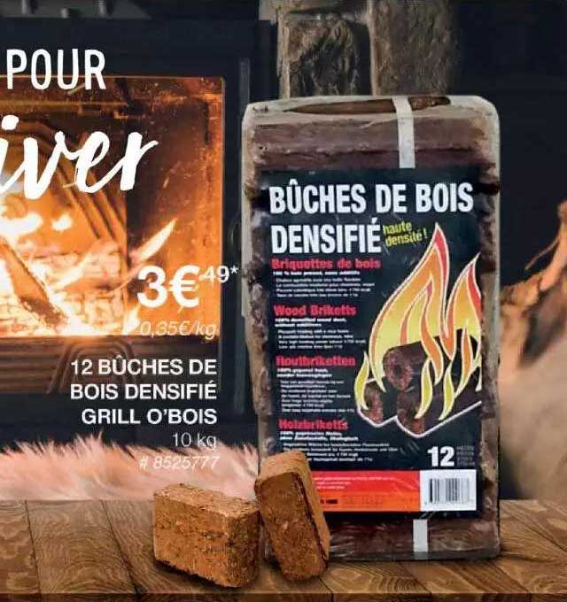 12 bûches de bois densifié grill o'bois
